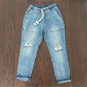 No Label Womens relaxed fit elastic waist jeans